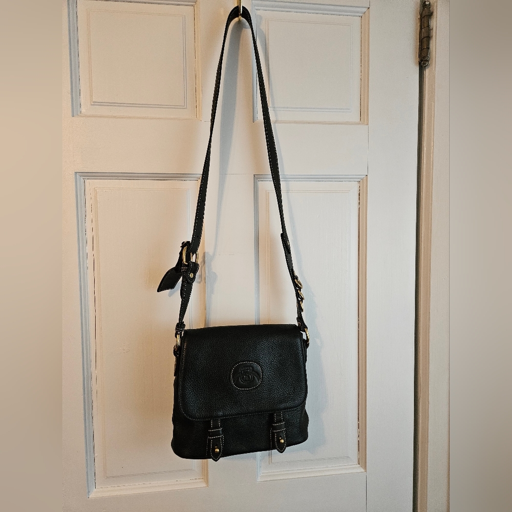 GHURKA black leather crossbody handbag